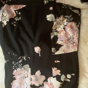 Black floral long jumpsuit